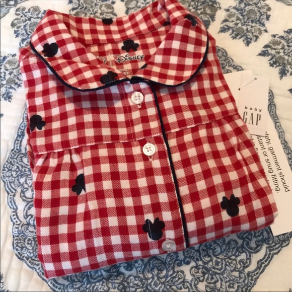 Baby Gap Minnie Mouse Holiday Plaid Flannel Pajamas 6-12M Disney Christmas NWT! - Picture 5 of 5